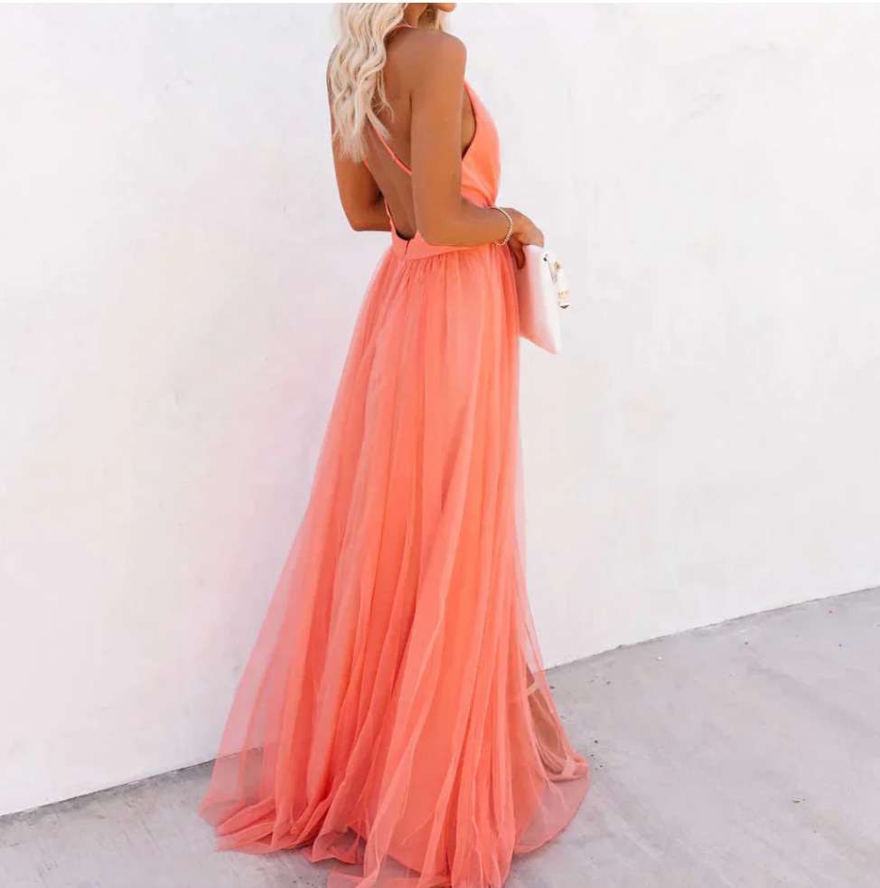 Coral | Vestido largo elegante