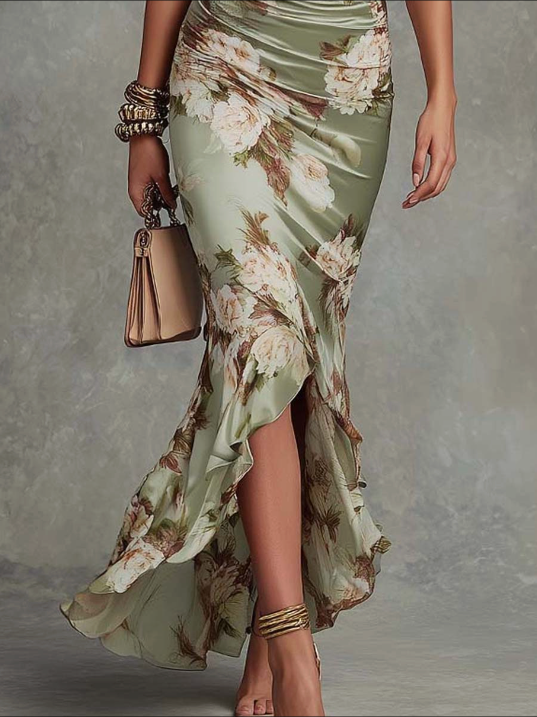 Anastasia | Vestido largo asimétrico verde