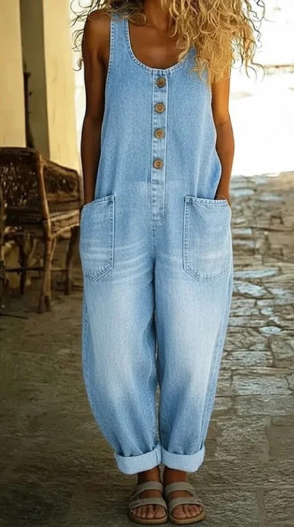 Alba | Peto de denim de algodón lavado con efecto vintage