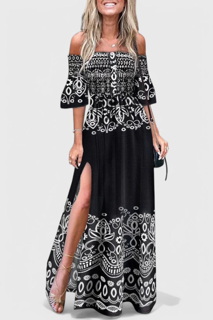 Vestido Maxi Floral Off-Shoulder Giulia