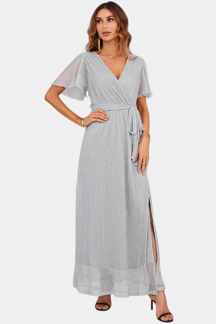 Vestido Maxi Wrap Esperanza con Mangas Voladas