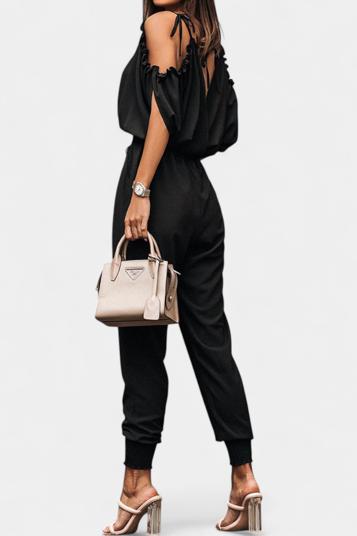 Mono Casual Solene con Diseño Off-the-Shoulder y Escote en V