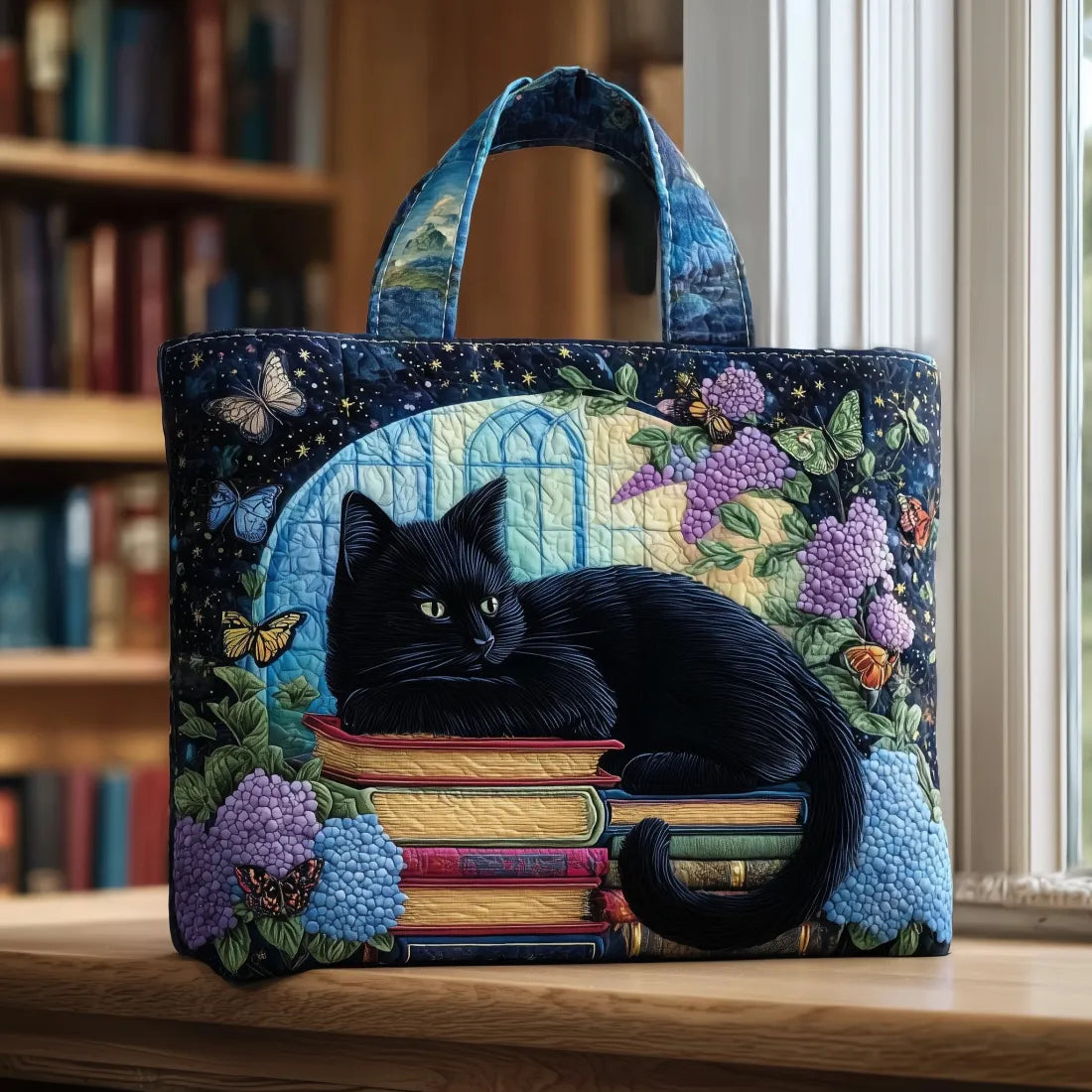 Bolso artesanal con estampado de gato