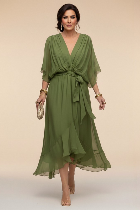 Monica - Vestido de chiffon con escote en V