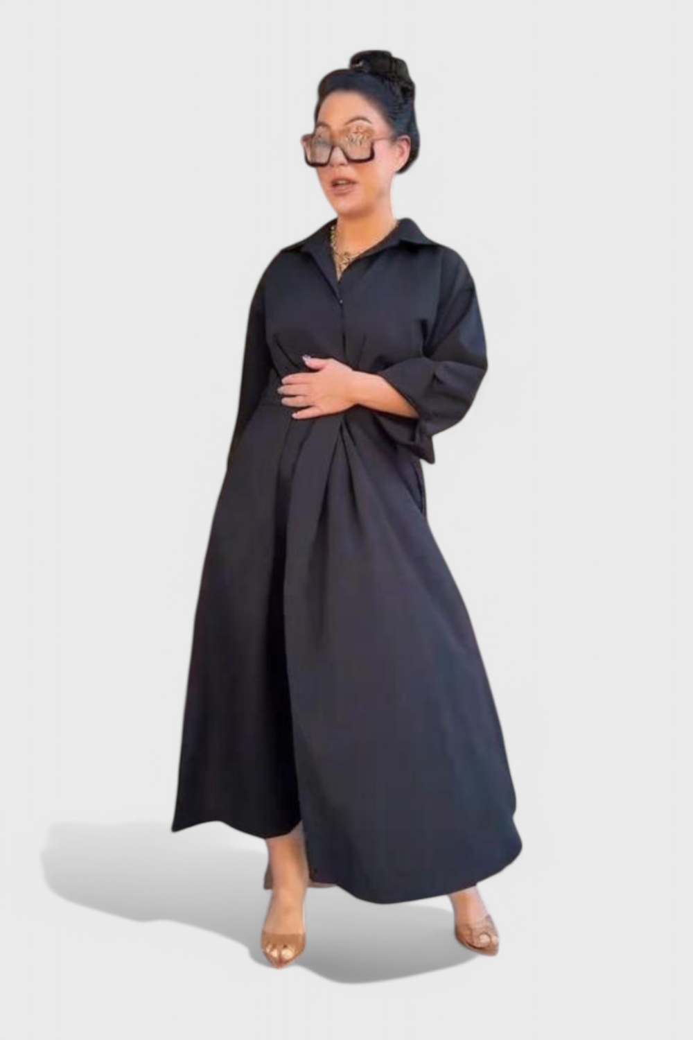Vestido Maxi Largo Celina con Solapa
