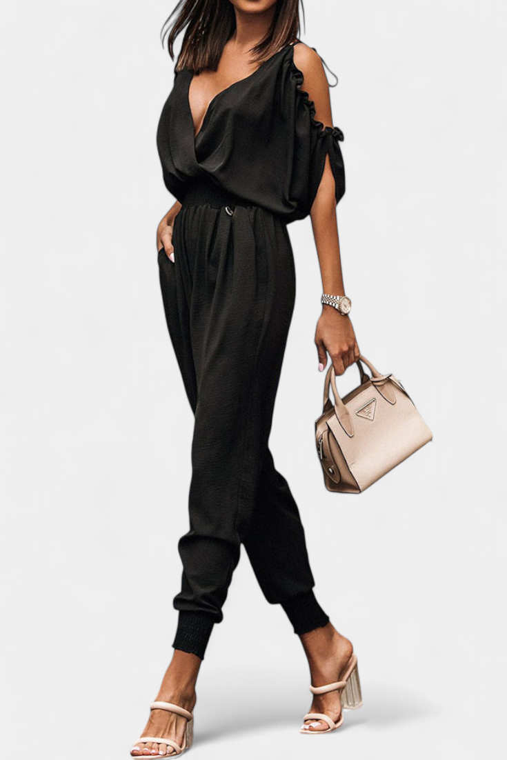 Mono Casual Solene con Diseño Off-the-Shoulder y Escote en V