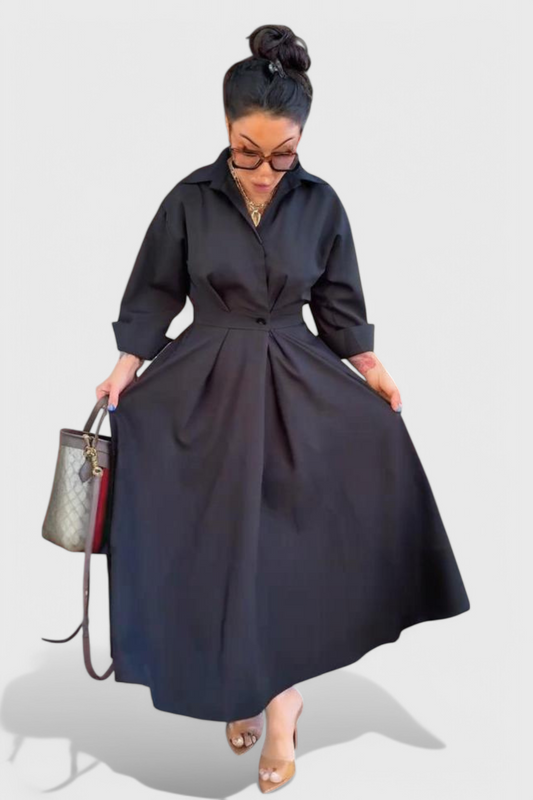 Vestido Maxi Largo Celina con Solapa