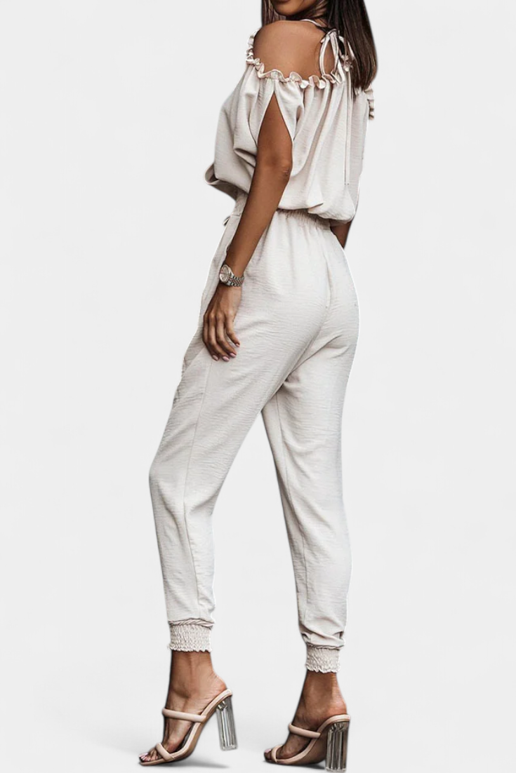 Mono Casual Solene con Diseño Off-the-Shoulder y Escote en V