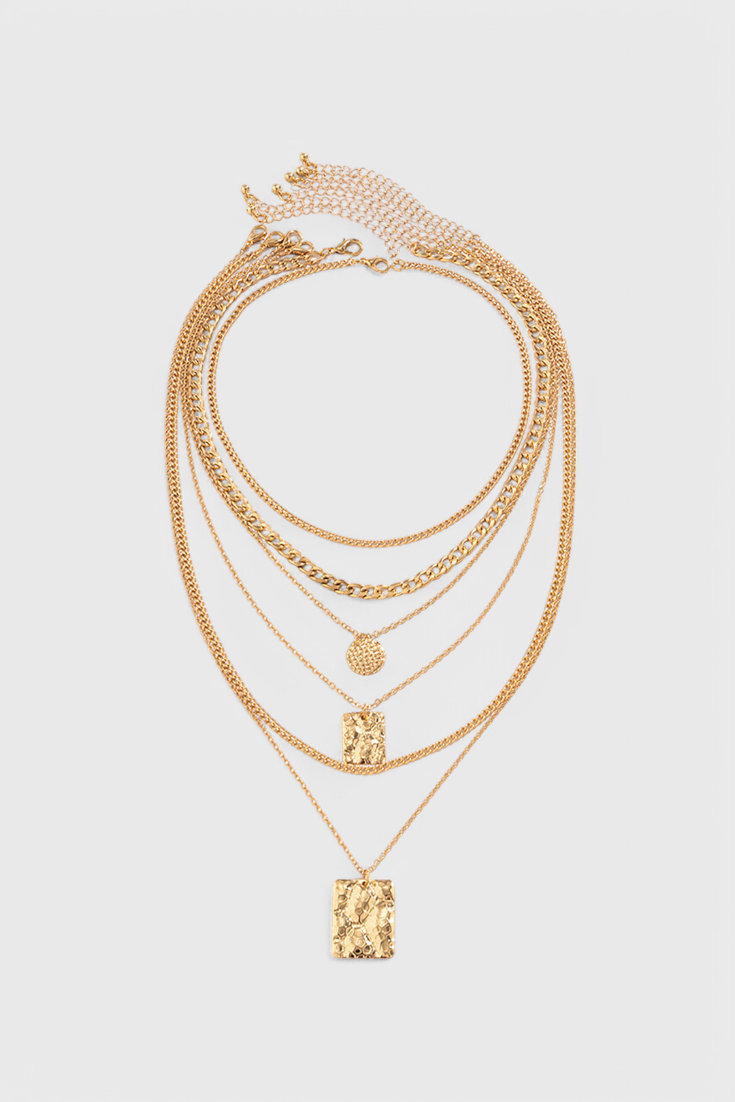 Collar con Colgante de Cadena Metálica Geométrica