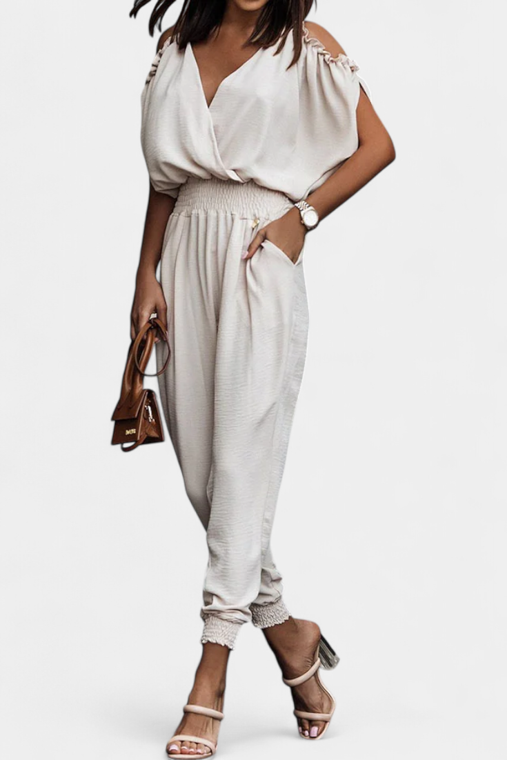 Mono Casual Solene con Diseño Off-the-Shoulder y Escote en V