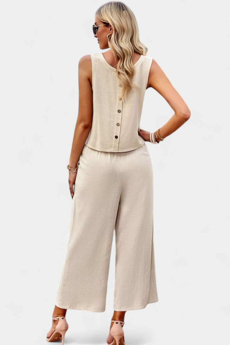 Conjunto Lavinia de Top y Pantalones Cortos en Lino y Algodón