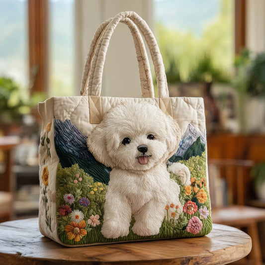 Bolso artesanal con estampado de perros