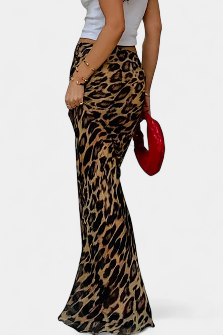 Falda Maxi Slim de Print Leopardo Elena