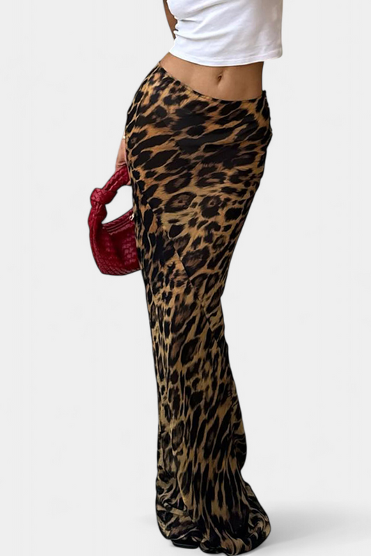 Falda Maxi Slim de Print Leopardo Elena