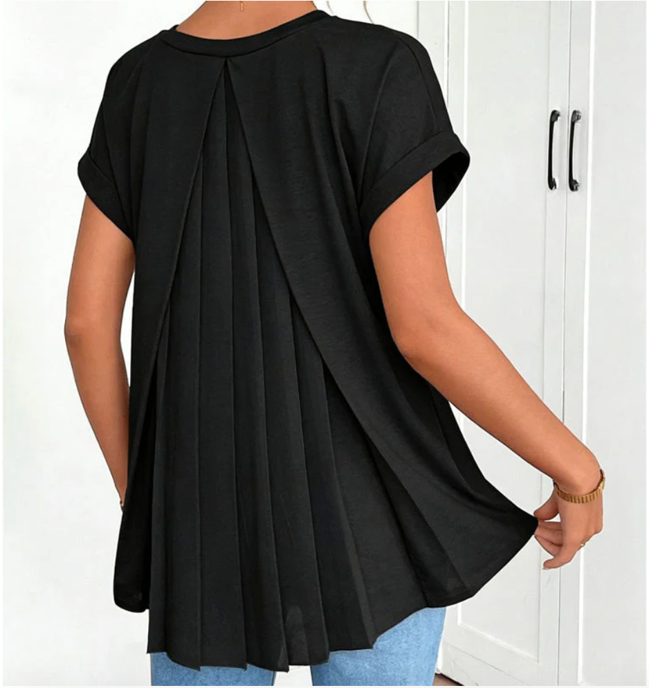 Blusa ligera con caída suelta y espalda plisada