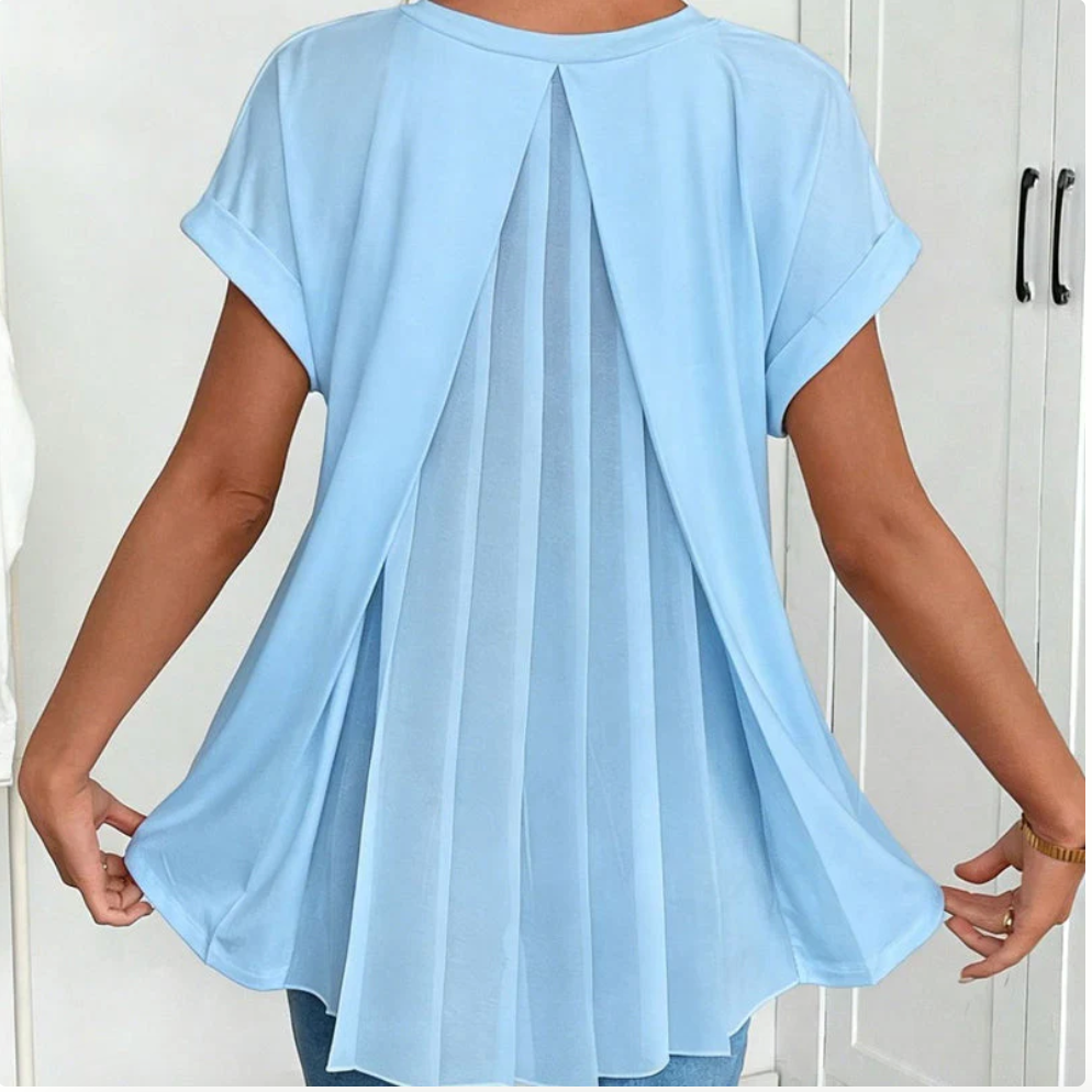 Blusa ligera con caída suelta y espalda plisada