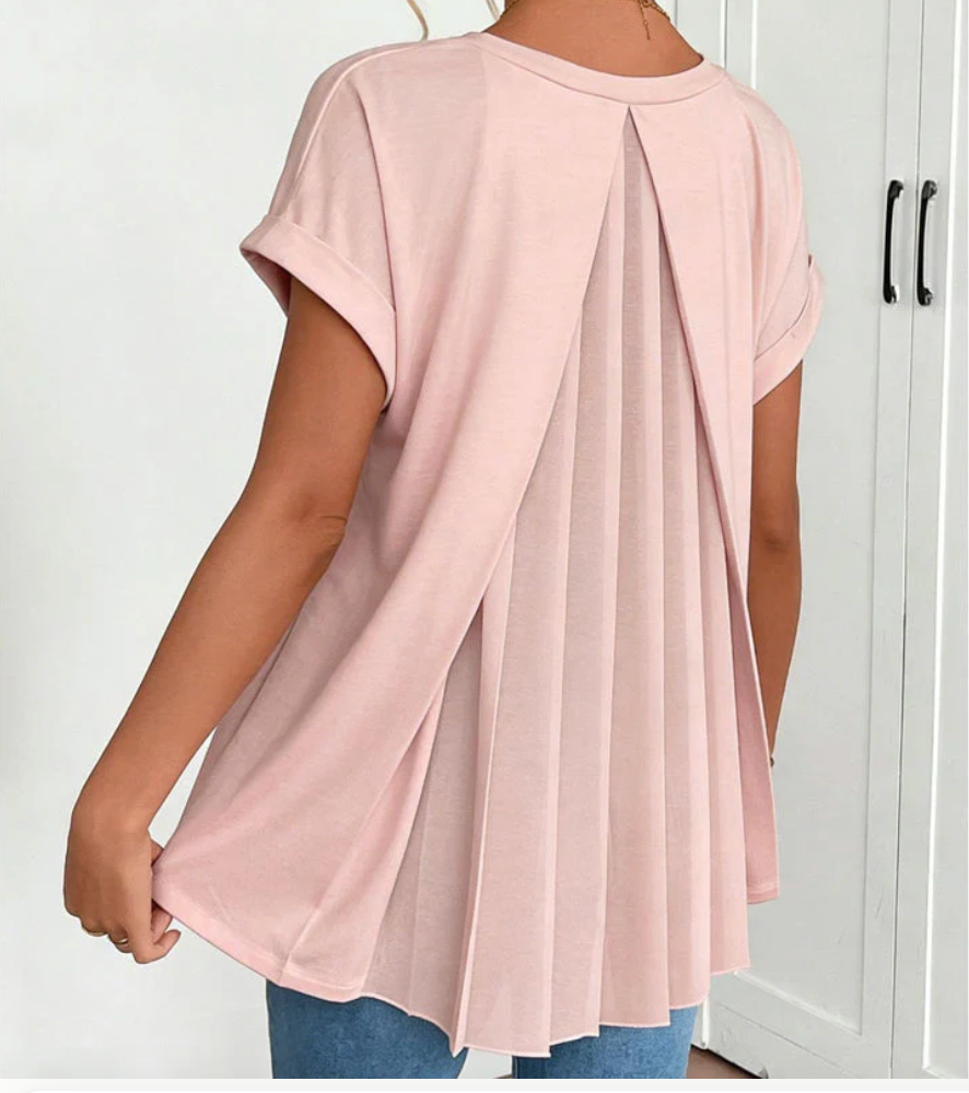Blusa ligera con caída suelta y espalda plisada