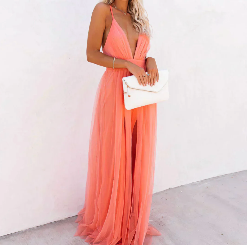 Coral | Vestido largo elegante