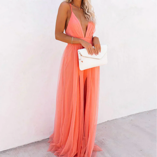 Coral | Vestido largo elegante