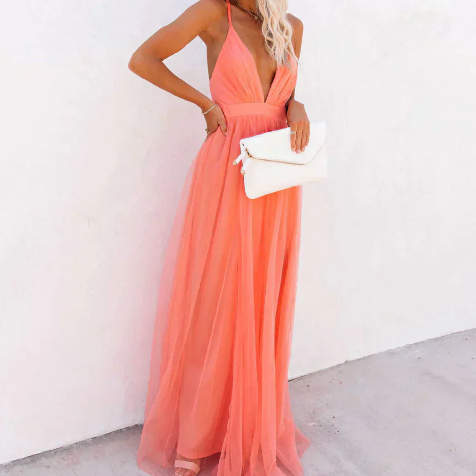 Coral | Vestido largo elegante