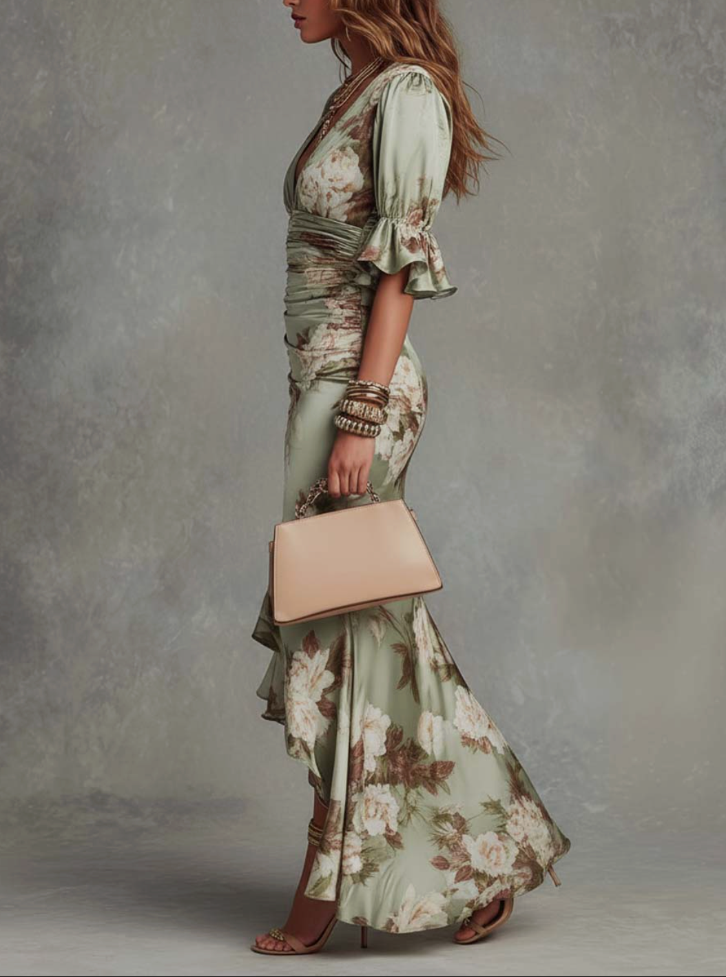 Anastasia | Vestido largo asimétrico verde