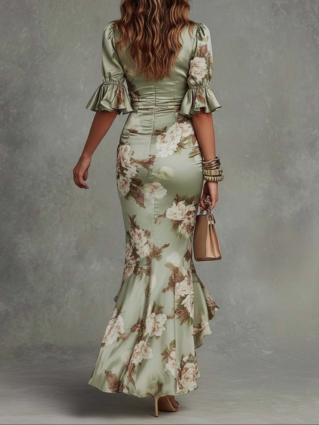 Anastasia | Vestido largo asimétrico verde