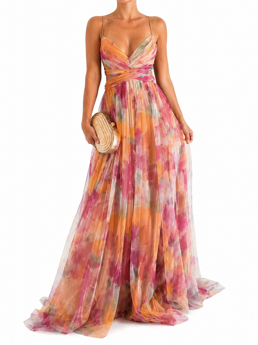 Isabela: Un precioso vestido largo con estampado floral