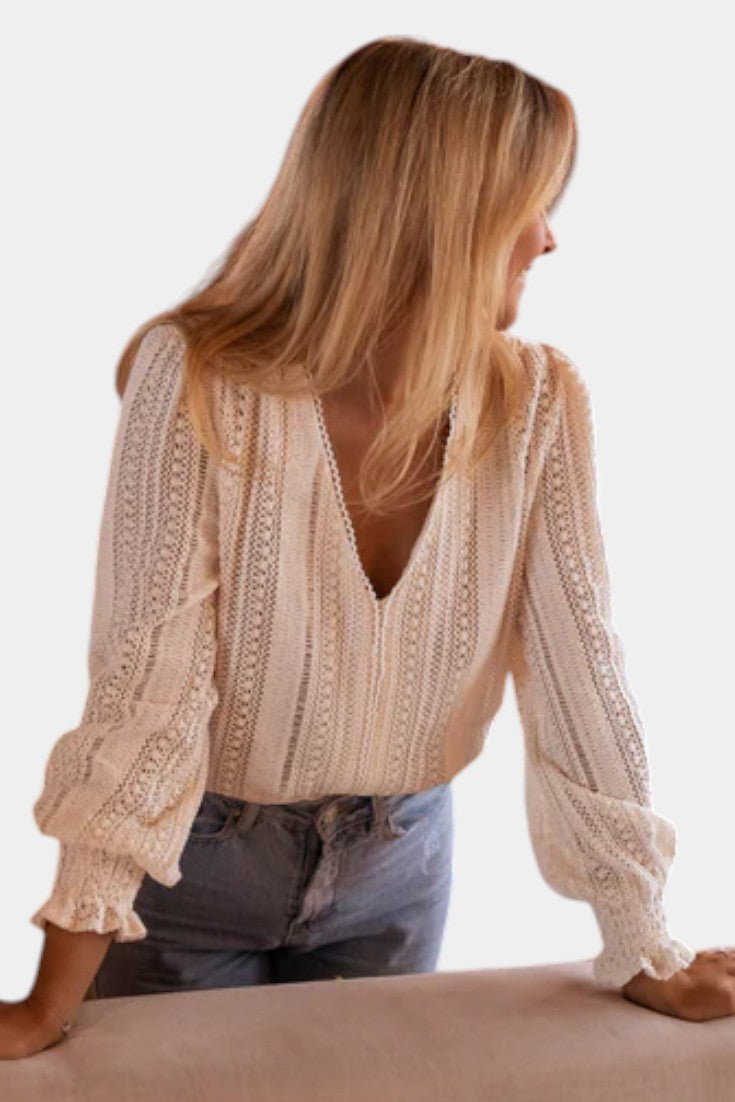 Blusa de Encaje de Crochet Emery
