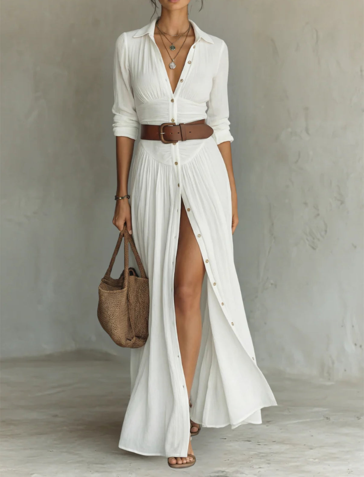 Vestido de lino largo elegante