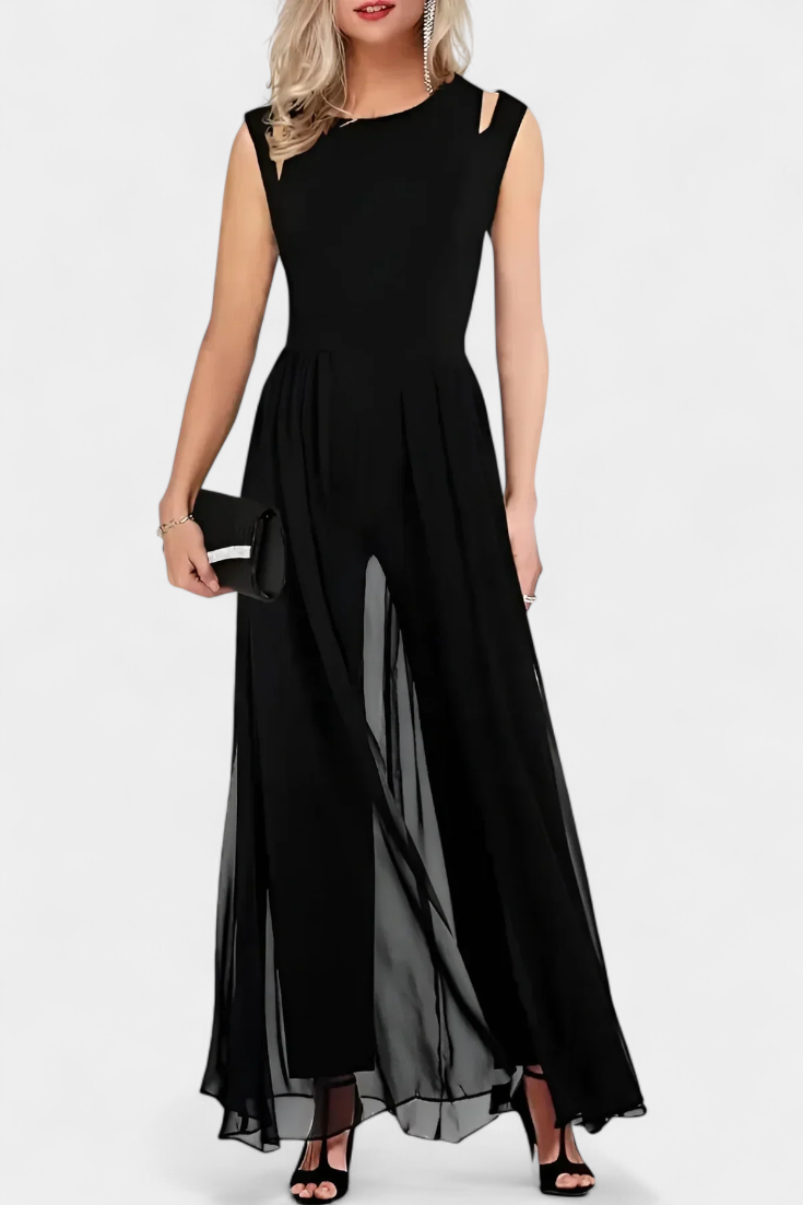 Mono Nadia Elegante Sin Mangas con Transparencia Frontal