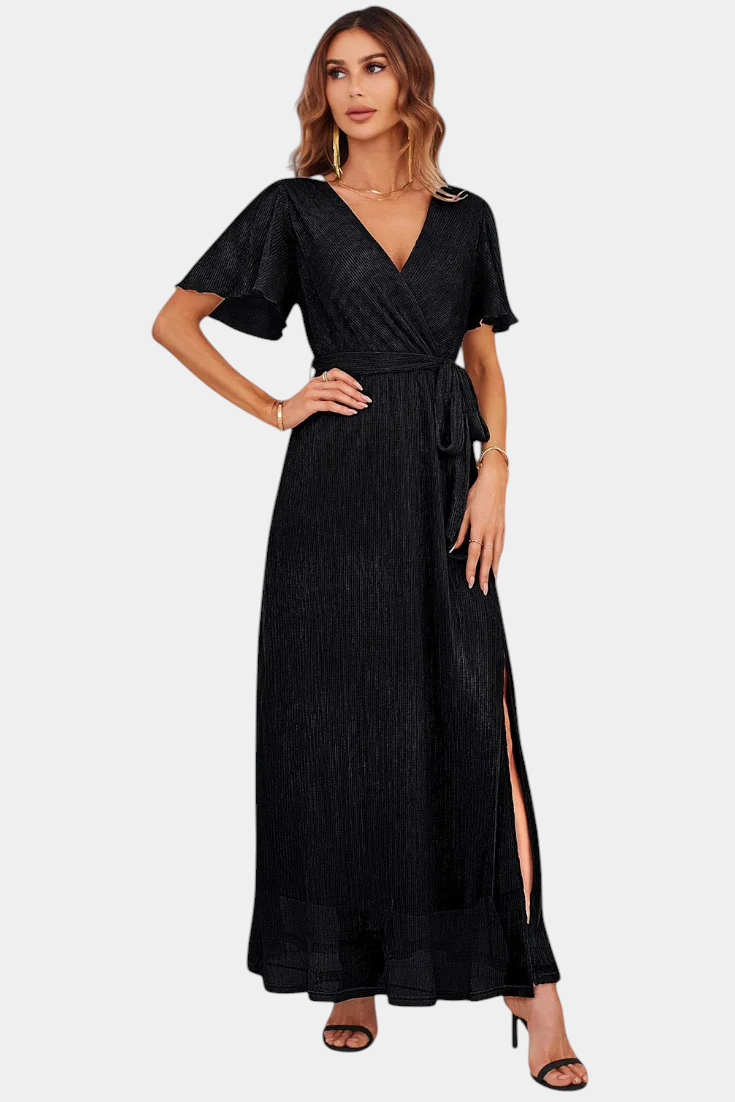 Vestido Maxi Wrap Esperanza con Mangas Voladas