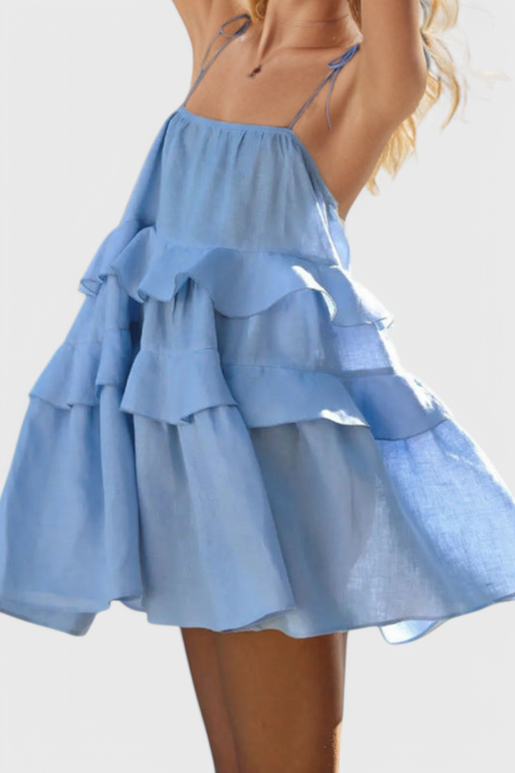 Vestido sin espalda Vianey de algodón y lino