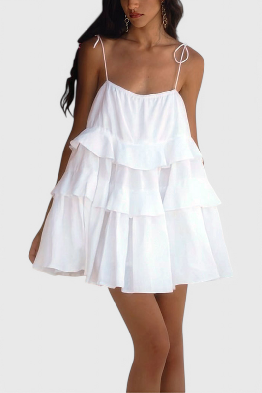 Vestido sin espalda Vianey de algodón y lino