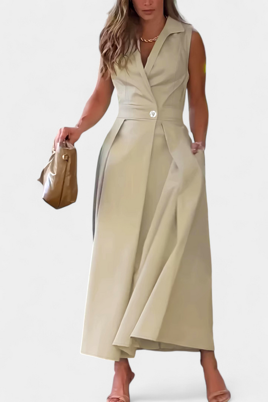 Vestido Blazer Sin Mangas Beverly con Corte A y Botones