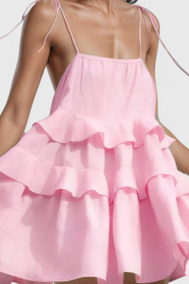 Vestido sin espalda Vianey de algodón y lino