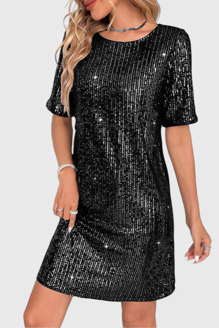 Vestido Mini Loreen con Brillos y Corte Relajado