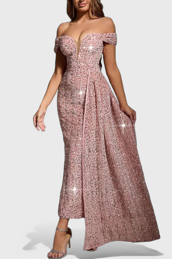 Vestido Esme de Lentejuelas con Mangas Descubiertas