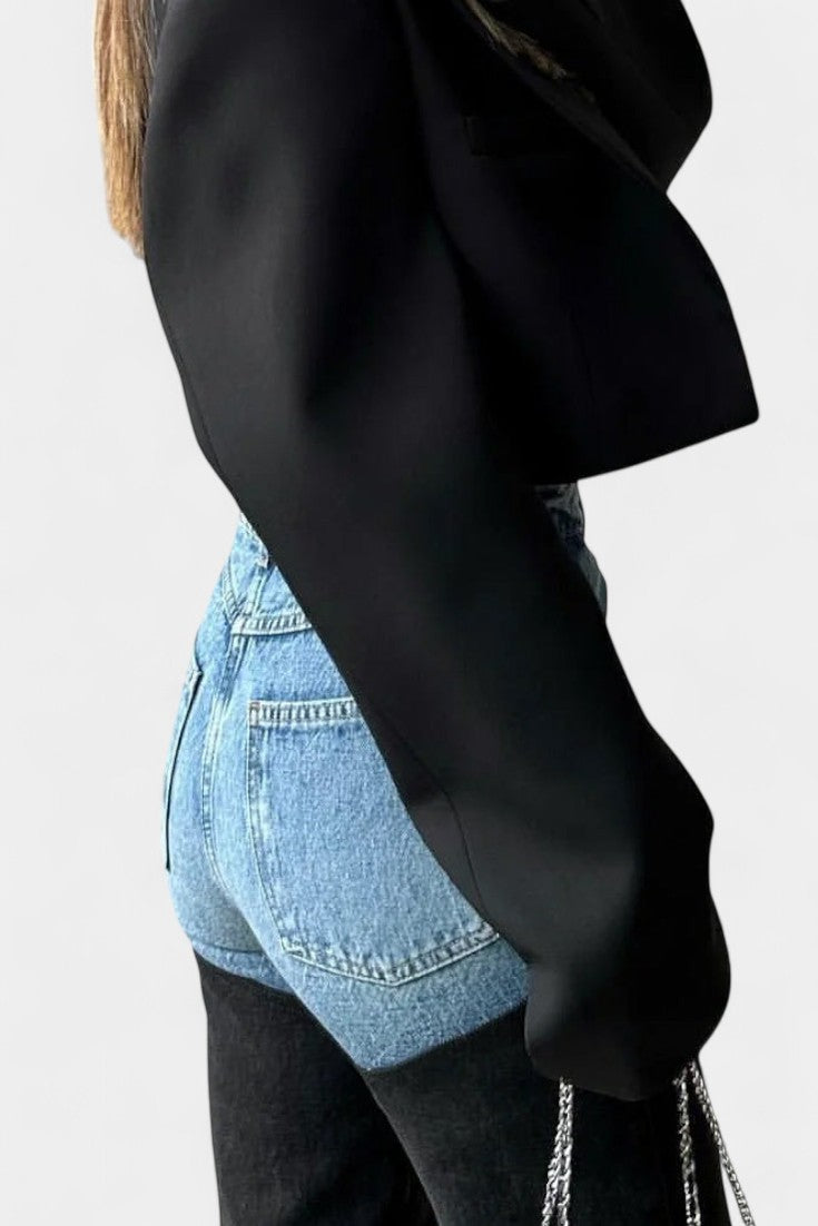 Jeans Mijie de Cintura Alta con Patchwork y Pierna Recta