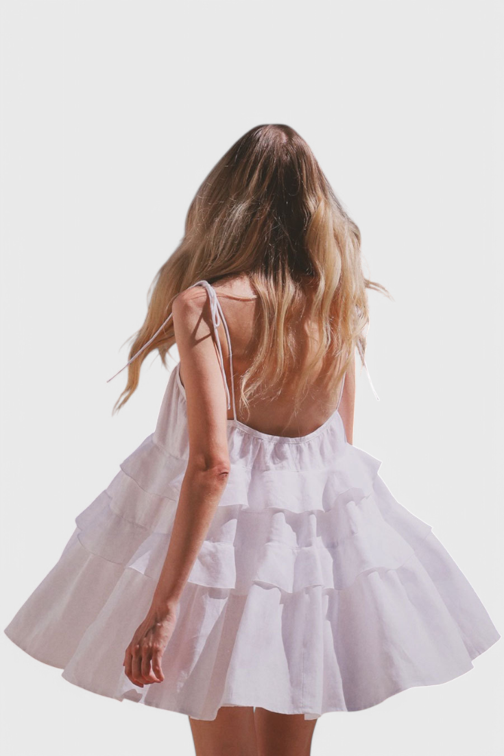 Vestido sin espalda Vianey de algodón y lino