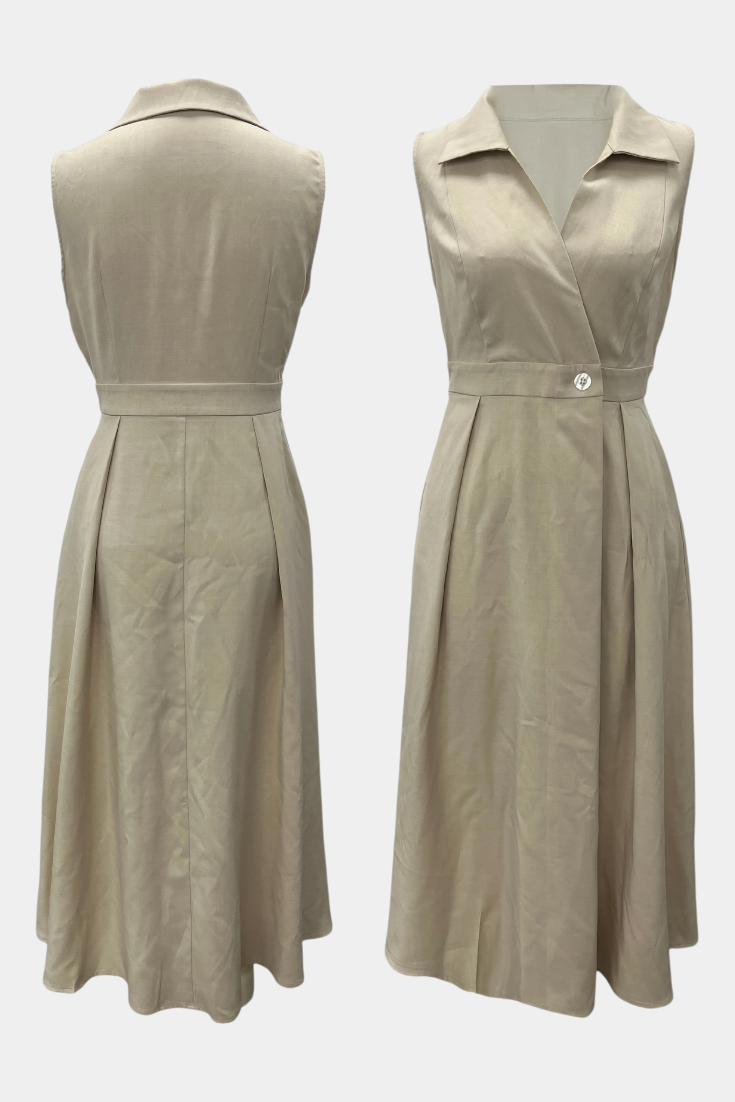 Vestido Blazer Sin Mangas Beverly con Corte A y Botones