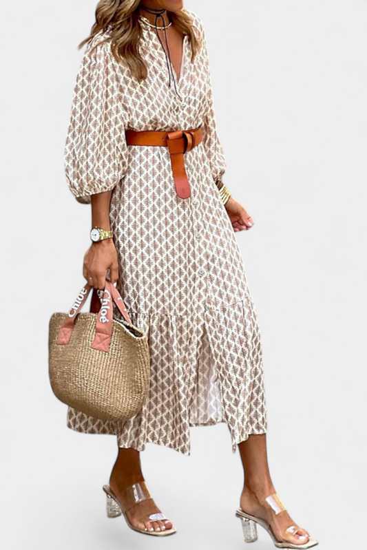 Vestido Midi Antonia con Cintura Ajustable y Botones