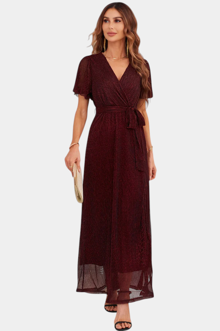 Vestido Maxi Wrap Esperanza con Mangas Voladas