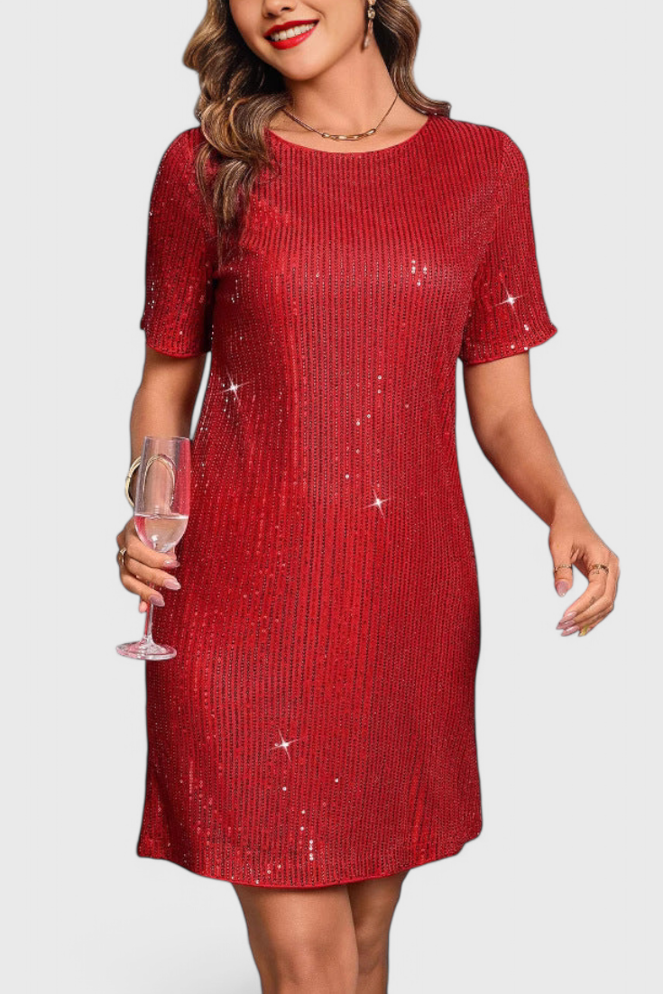Vestido Mini Loreen con Brillos y Corte Relajado
