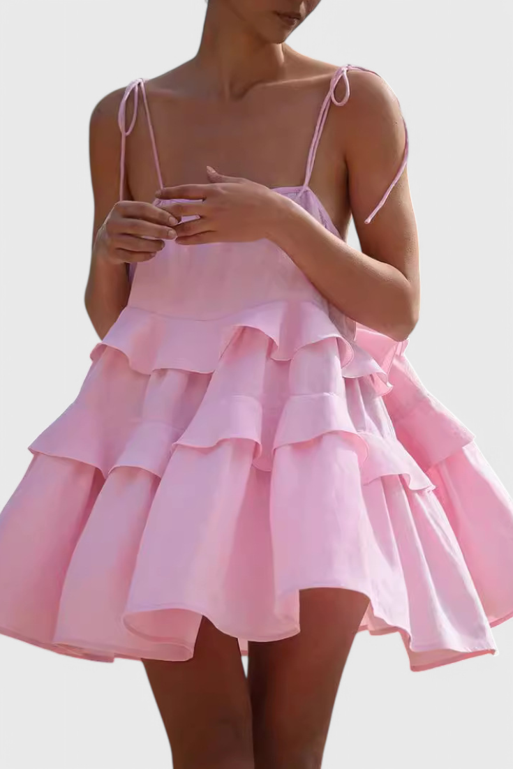 Vestido sin espalda Vianey de algodón y lino
