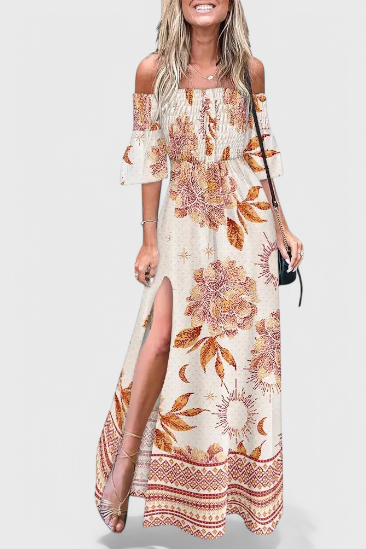 Vestido Maxi Floral Off-Shoulder Giulia