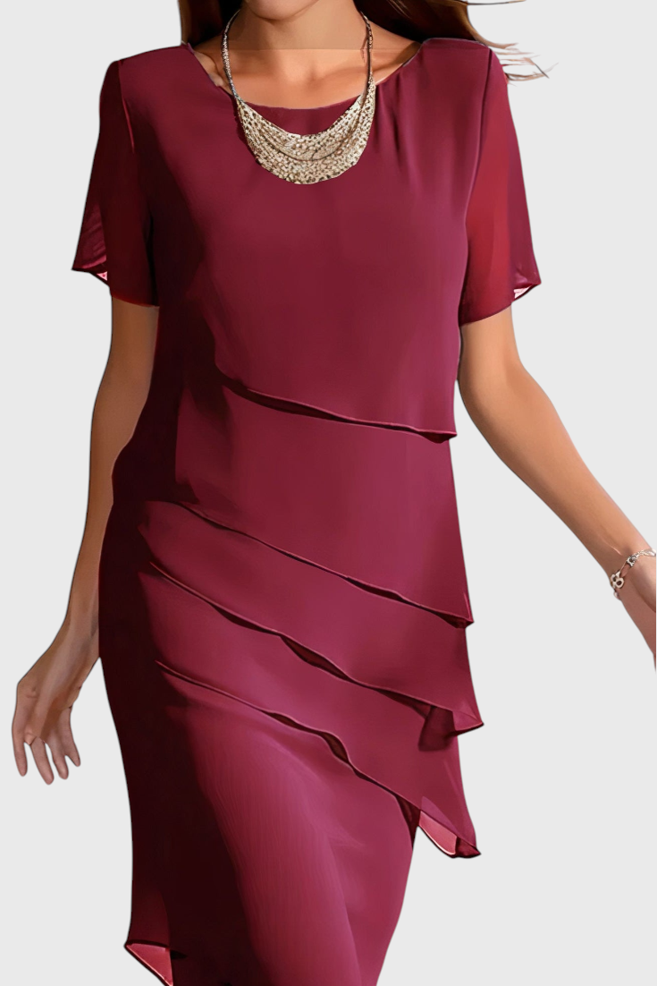 Vestido Mia de Chiffon y Algodón con Flecos