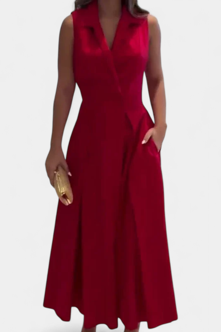 Vestido Blazer Sin Mangas Beverly con Corte A y Botones