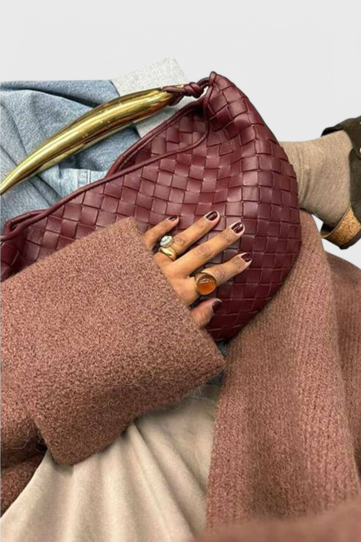 Bolso Gerda Woven con Asa de Oro