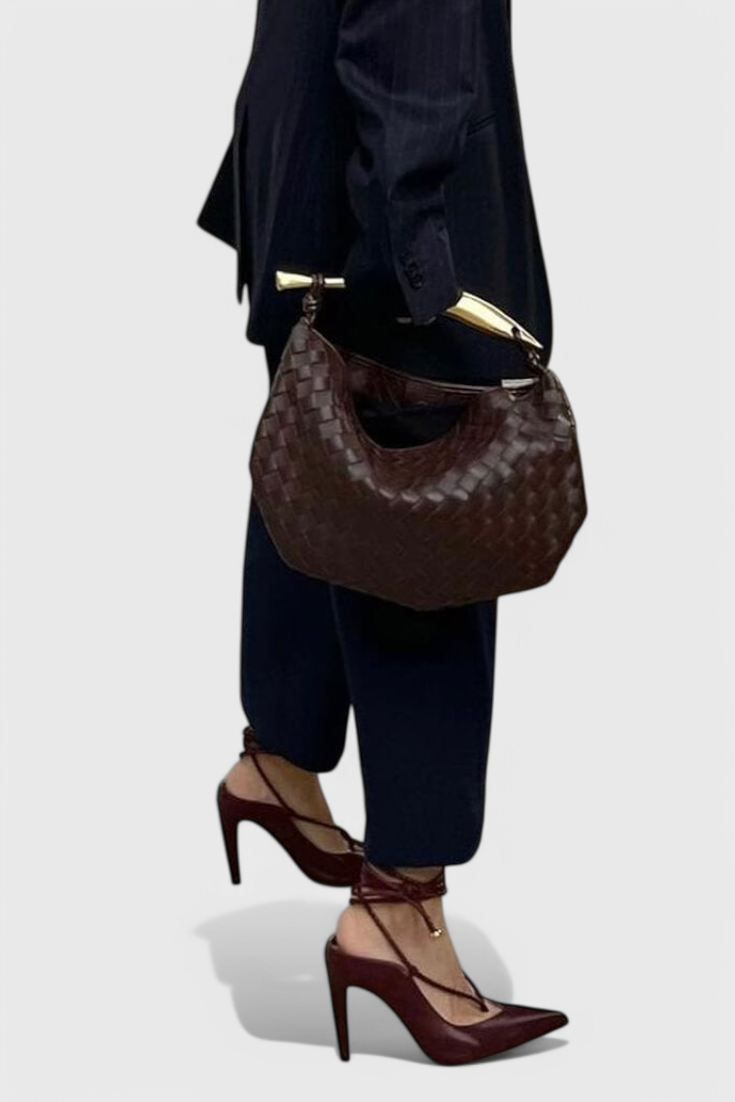 Bolso Gerda Woven con Asa de Oro