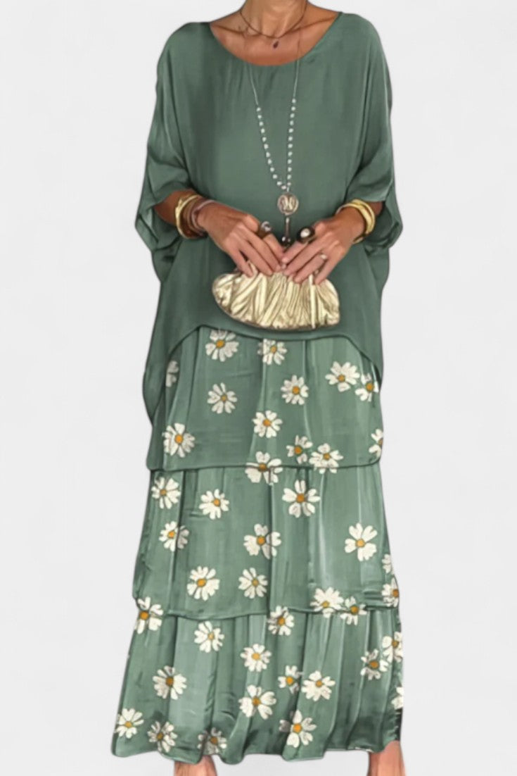 Vestido Maxi Batwing Caroline con Estampado